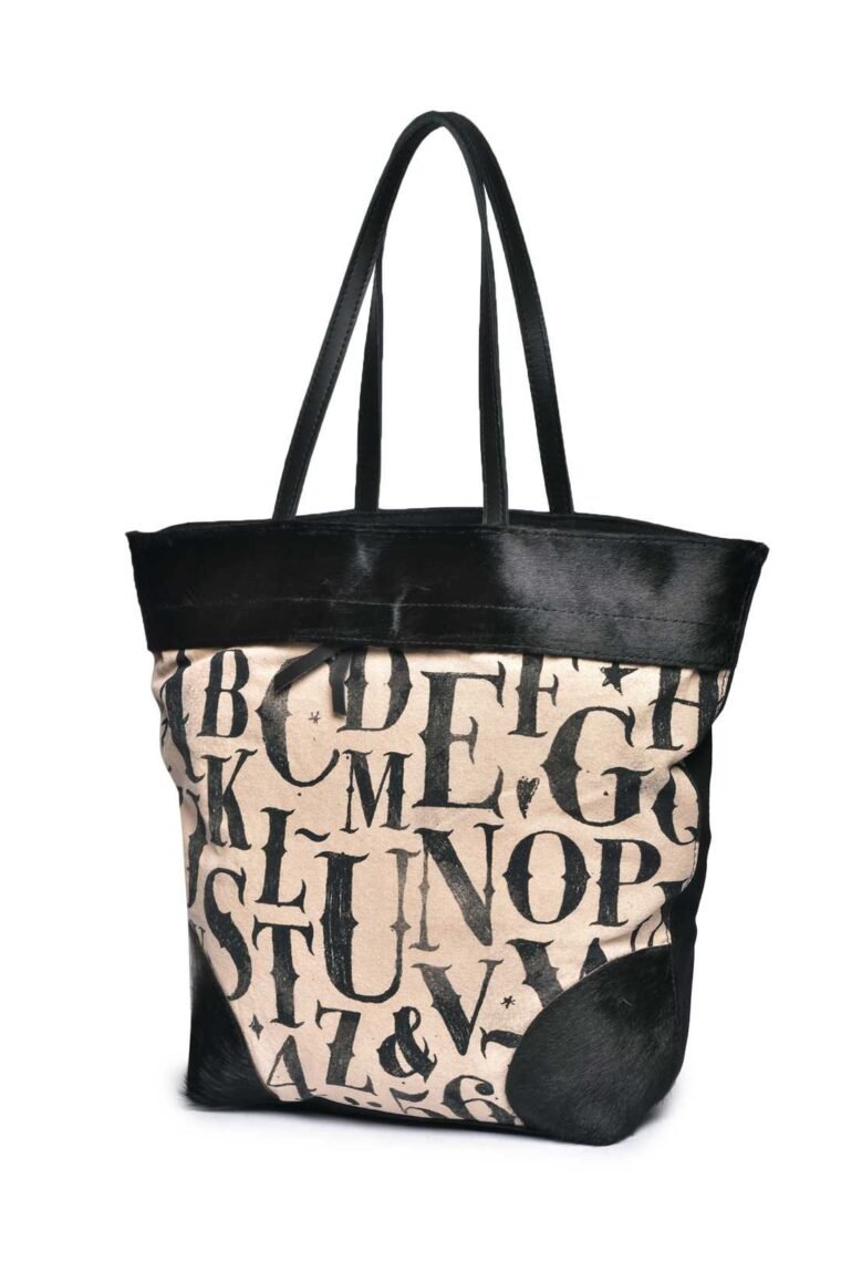 Alphabets printed tote bags