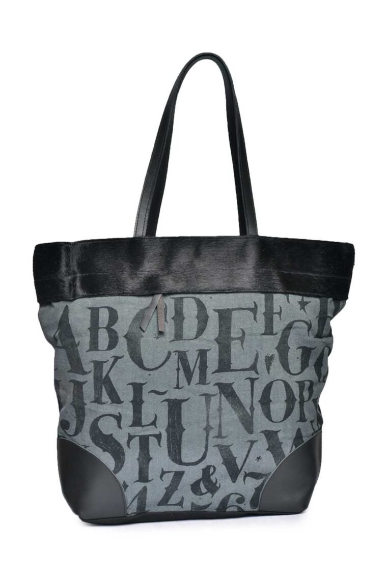 Alphabets Black and White Canvas Medium Tote