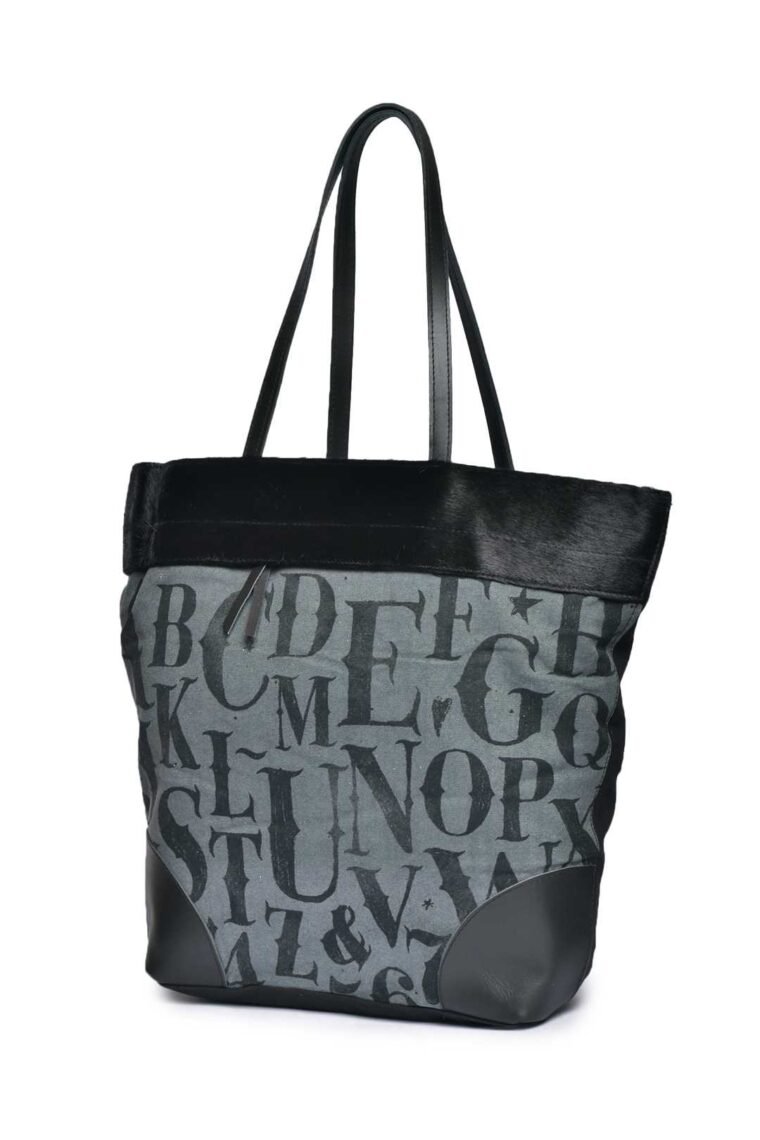 Alphabets Black and White Canvas Medium Tote