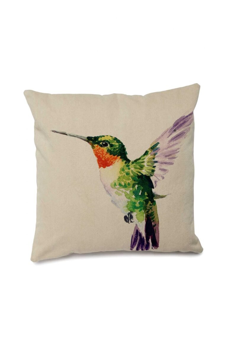 Hummingbird Printed Canvas Pillow