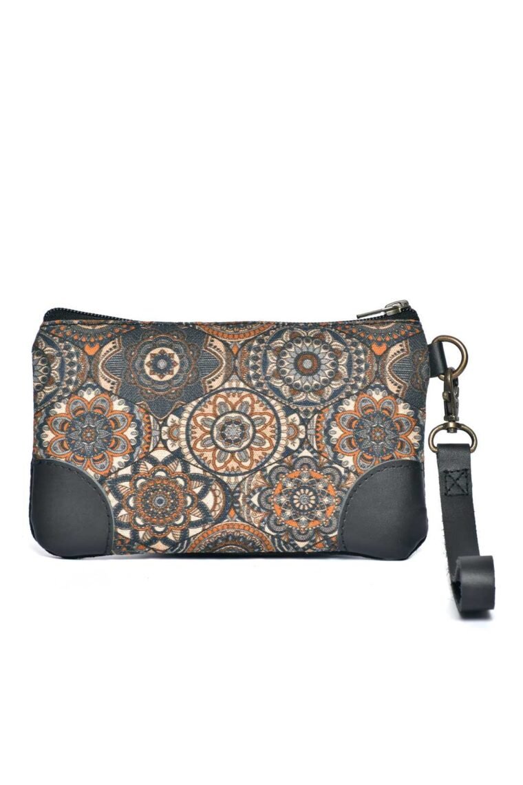 Mandala Orange Extended  Wristlet