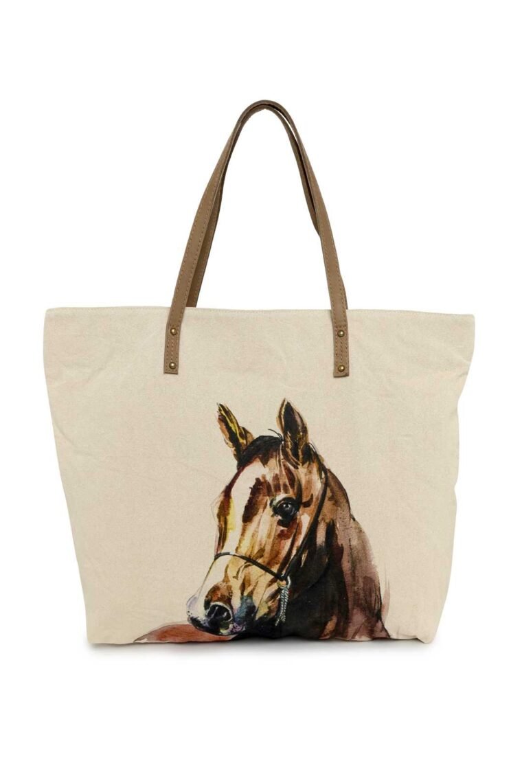 Brown Horse Printed Travel Tote Bag