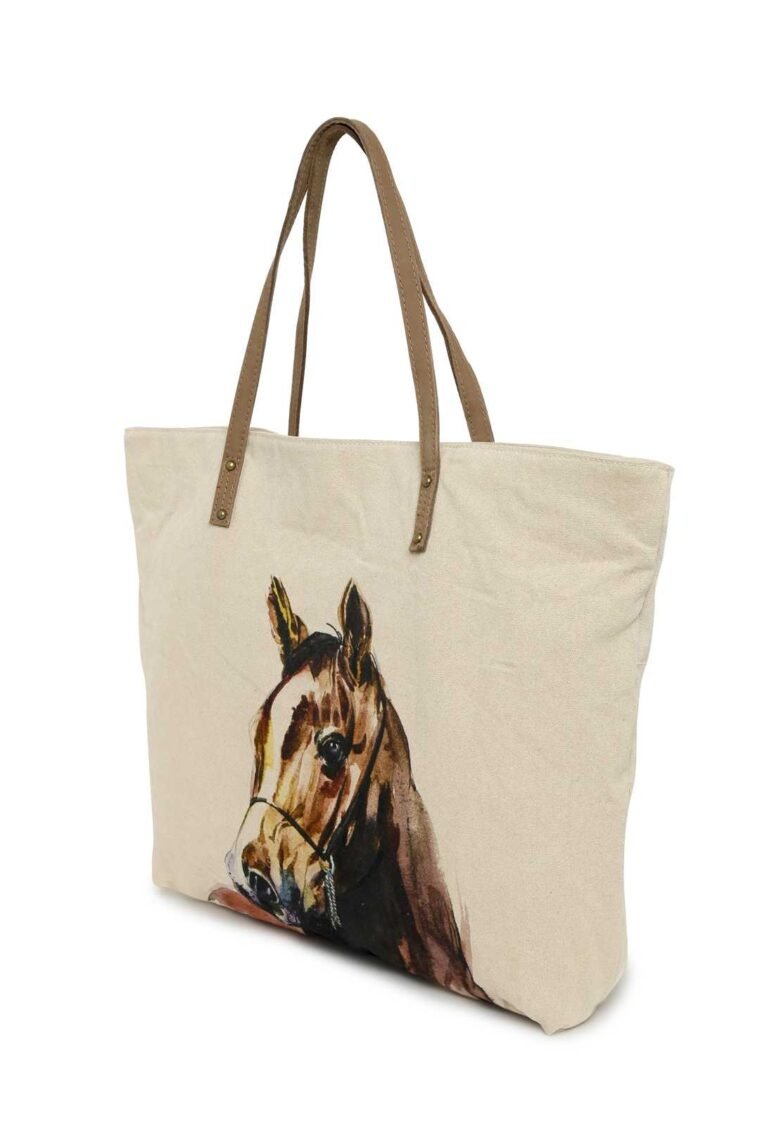 Brown Horse Printed Travel Tote Bag