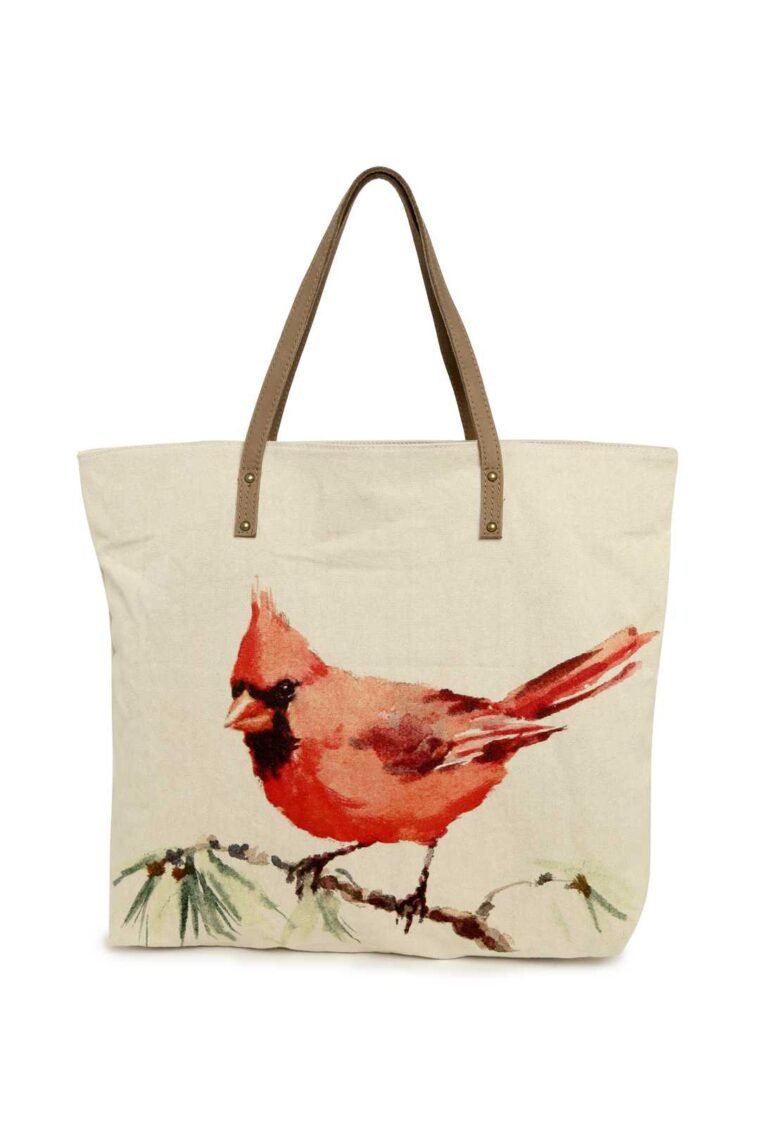 Red Cardinal Leather Tote Bag