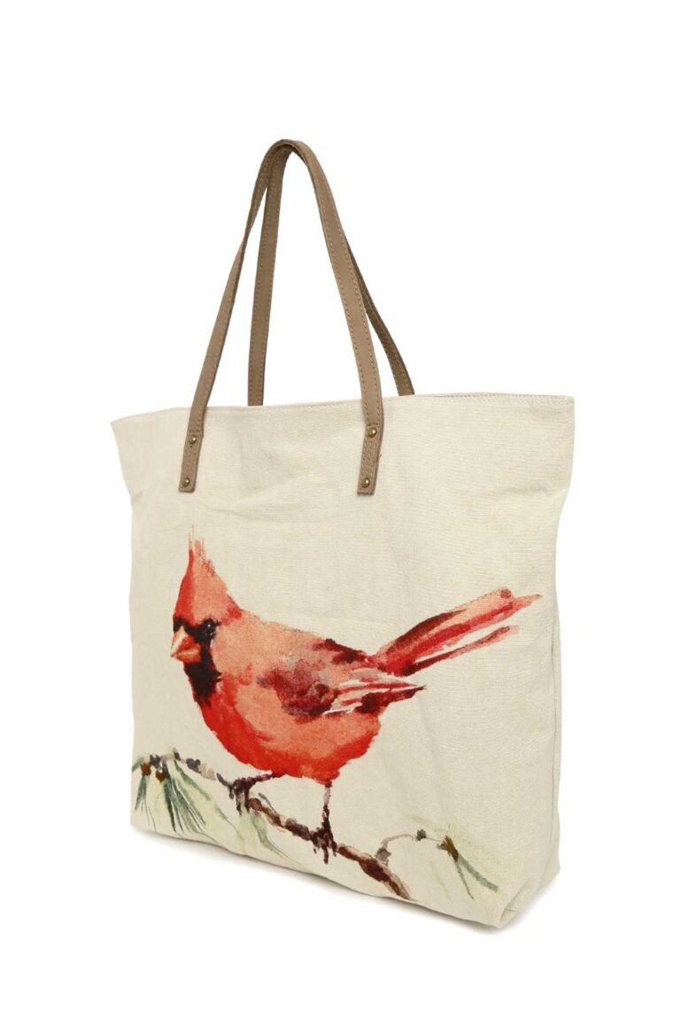 Red Cardinal Leather Tote Bag