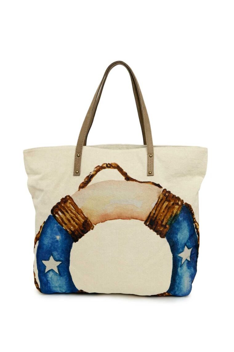 Bouy Printed Canvas and Leather Tote Bag