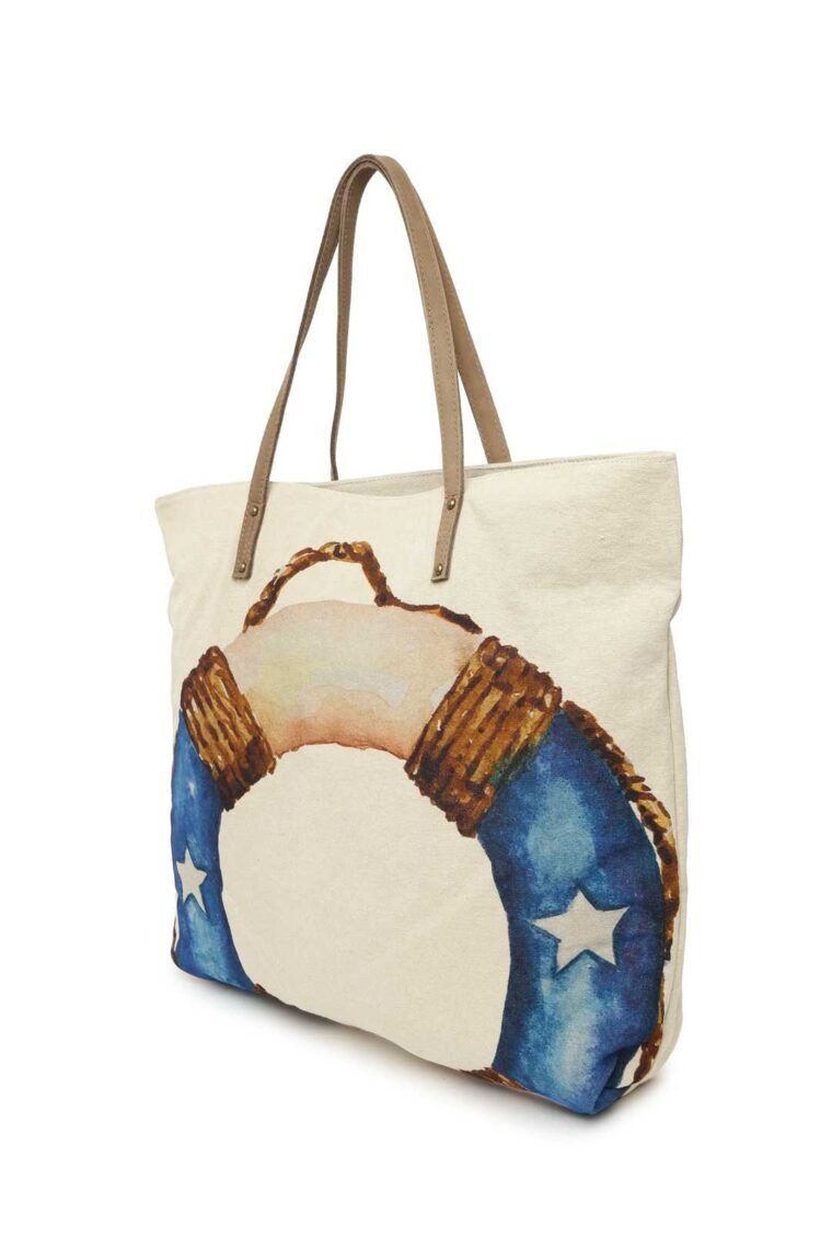 Bouy Printed Canvas and Leather Tote Bag