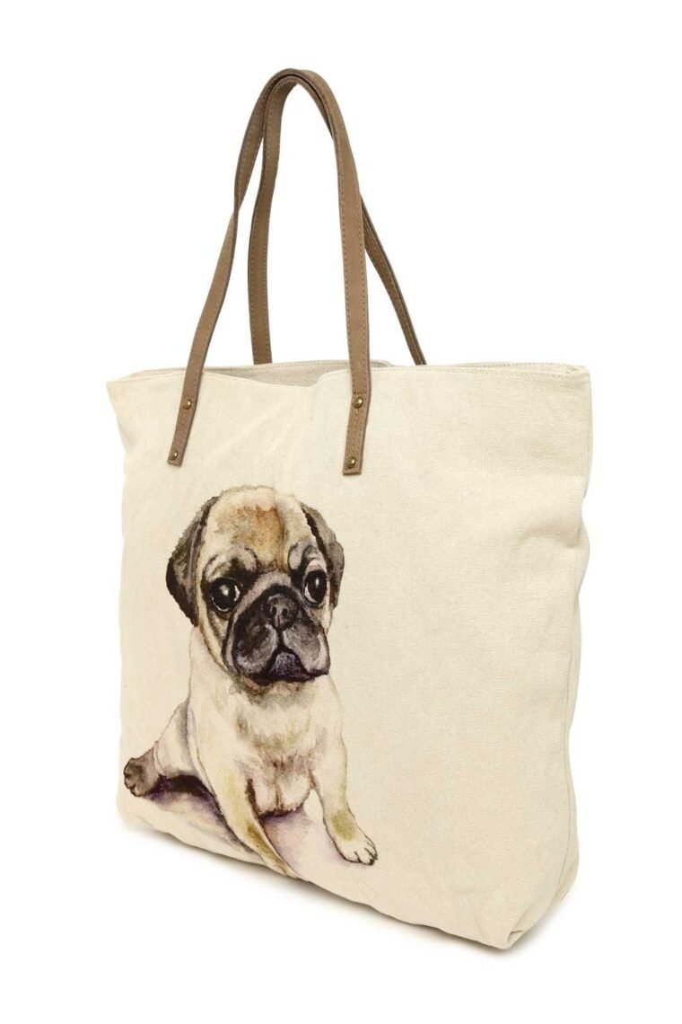 Pug Canvas and Leather Tote Bag