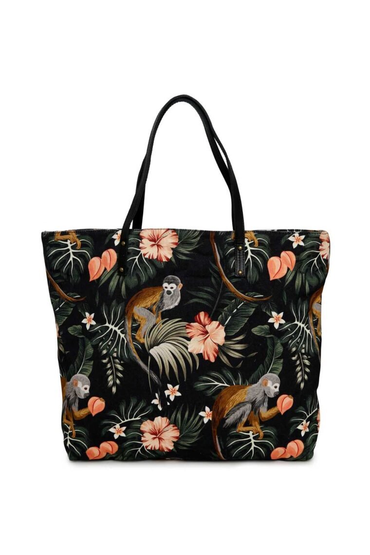 Tropical Dark Printed Tote Bag