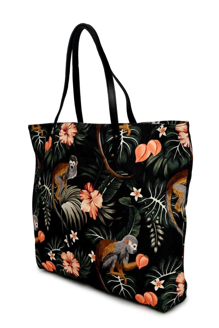 Tropical Dark Printed Tote Bag