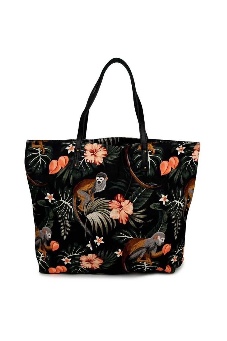 Tropical Dark Printed Tote Bag