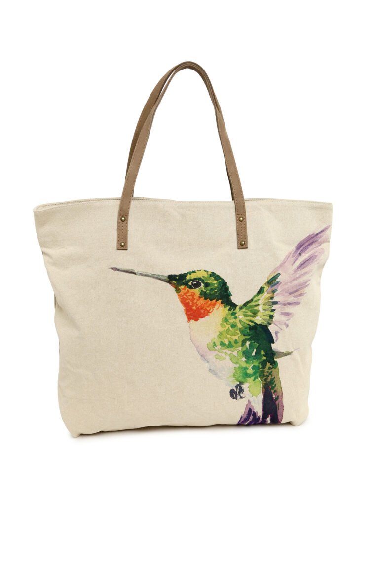 Hummingbird Printed Canvas Tote Bag