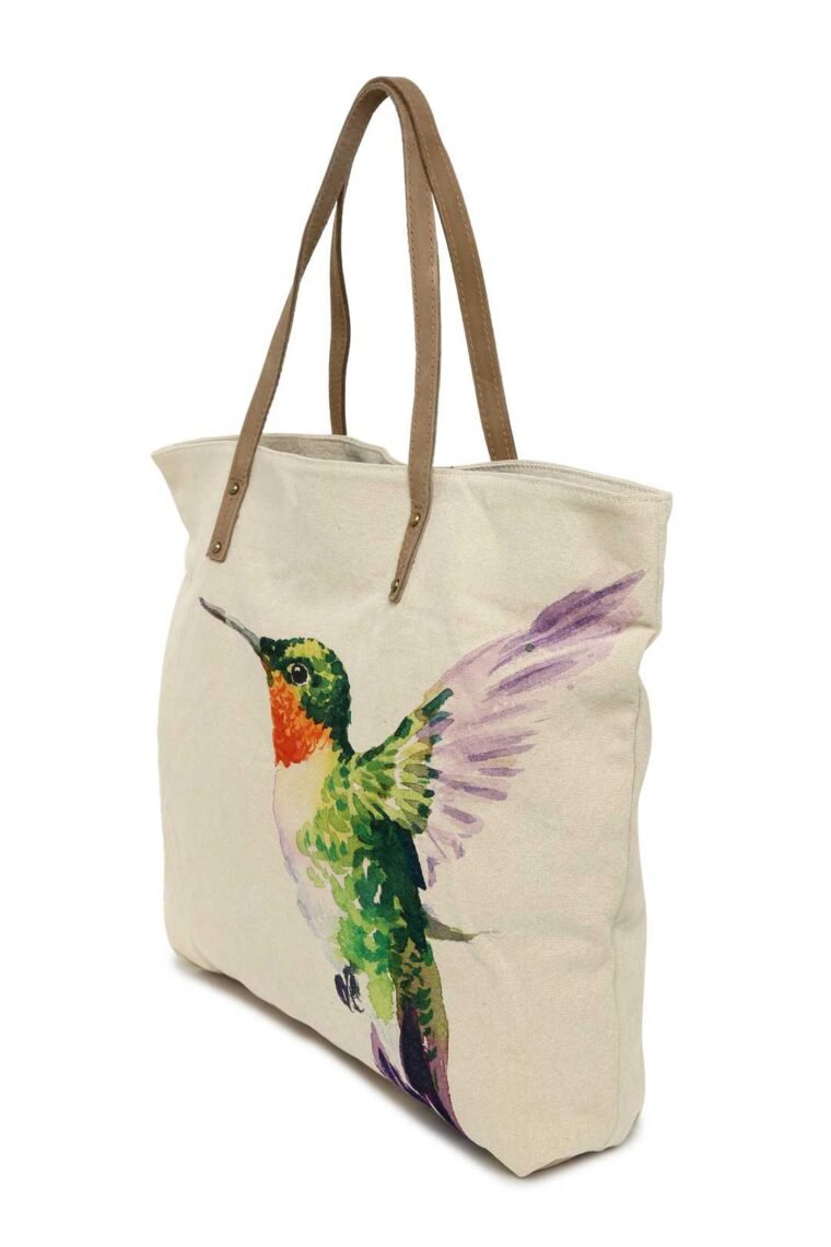 Hummingbird Printed Canvas Tote Bag