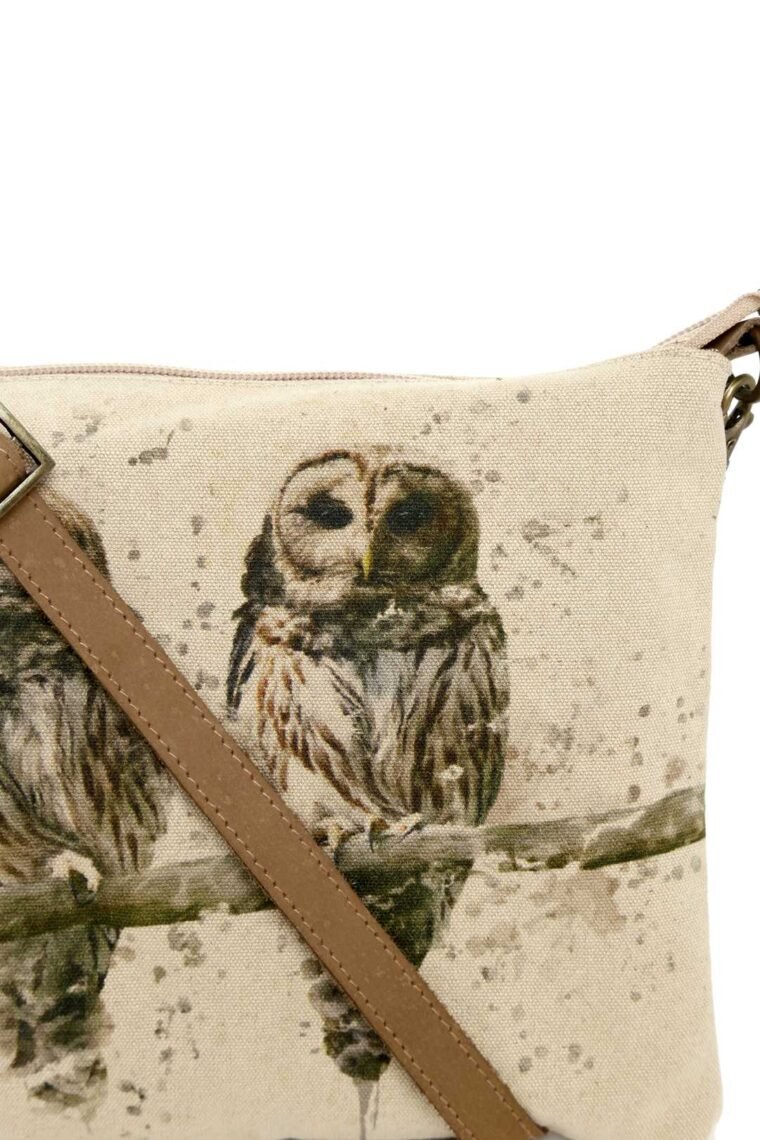 Owls Painted Canvas Sling Bag