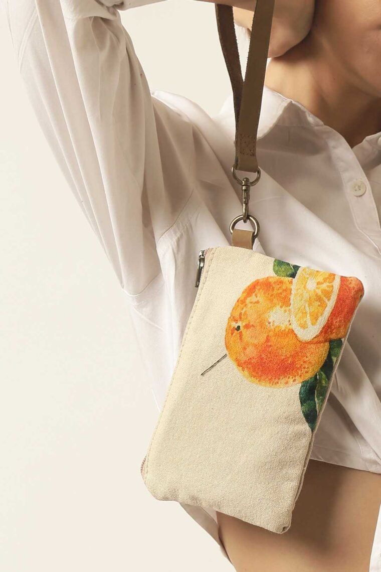 Orange Wristlet Clutch Bag