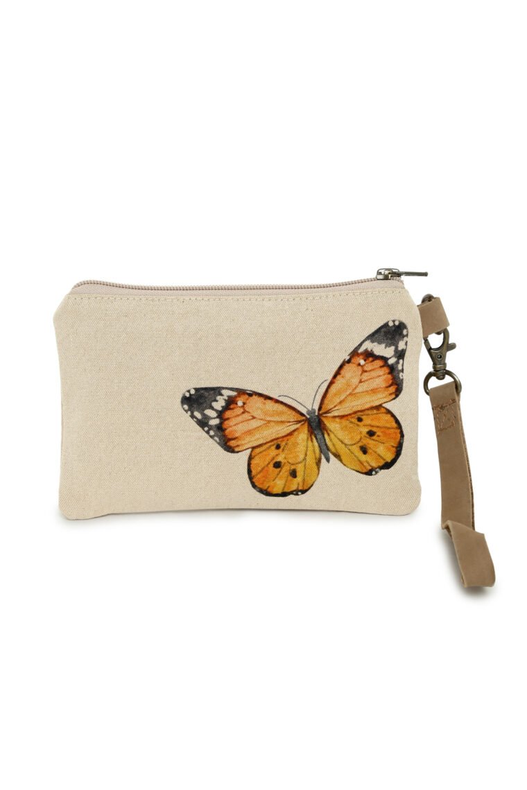 Monarch Butterfly Zip Wallet Wristlet