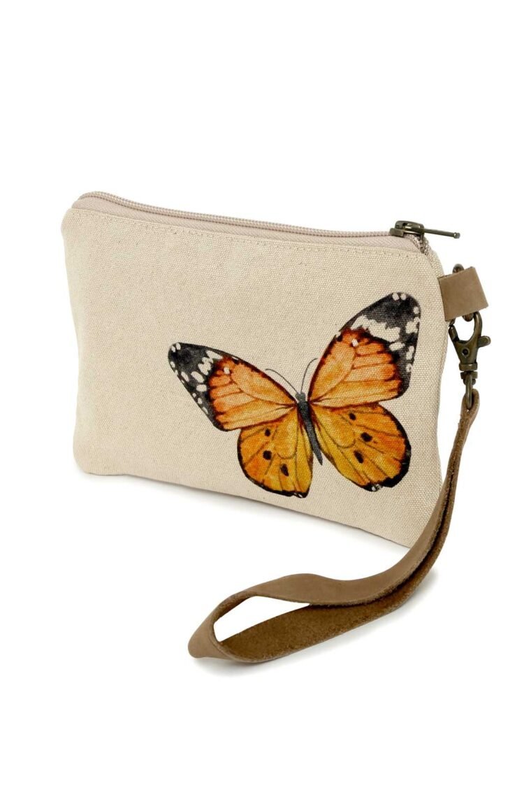 Monarch Butterfly Zip Wallet Wristlet